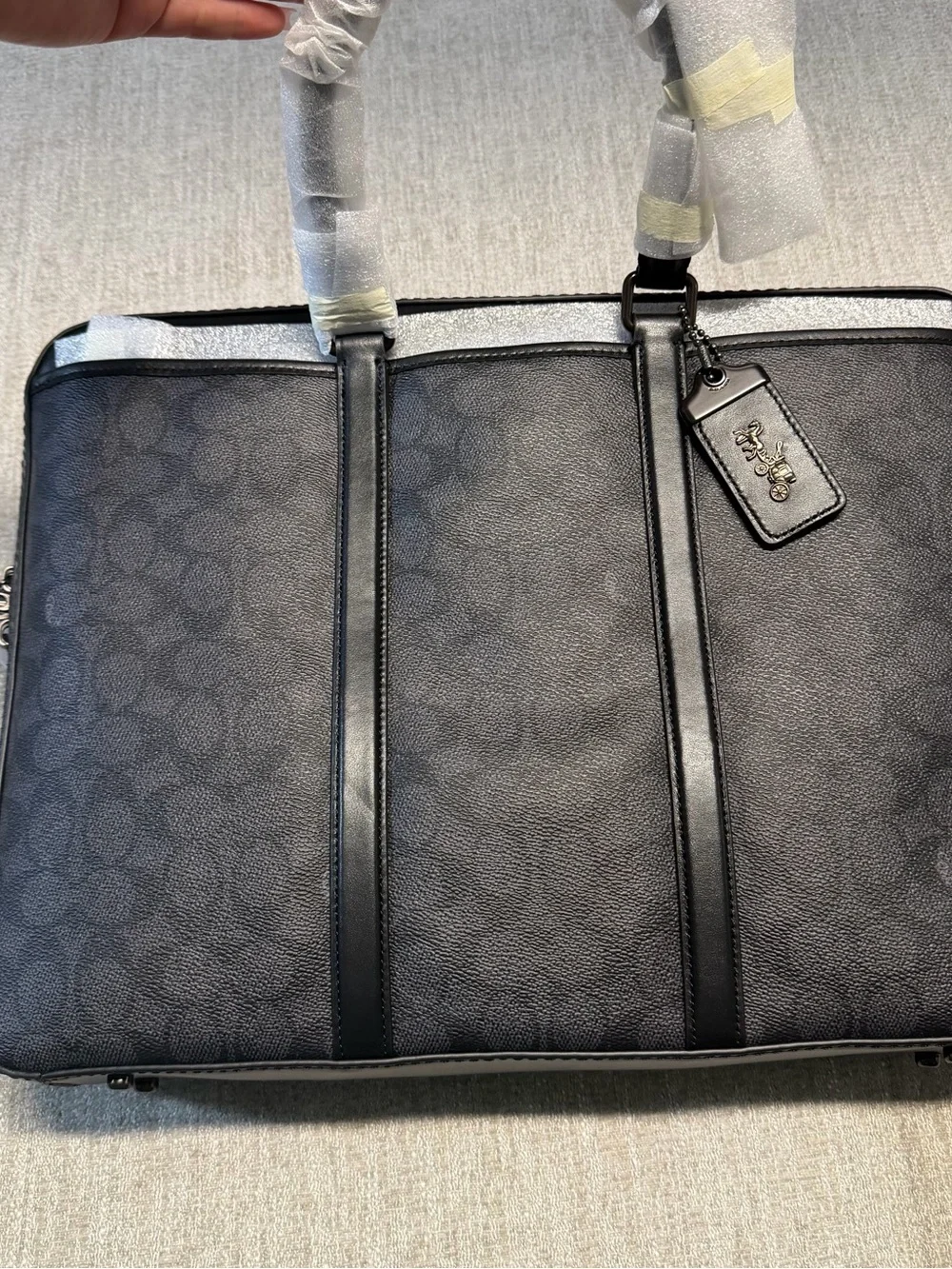 Coach Men's Women’s Unisex Slim Charcoal/Black Signature Briefcase Tote